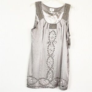 Eci metallic chrome studded dress